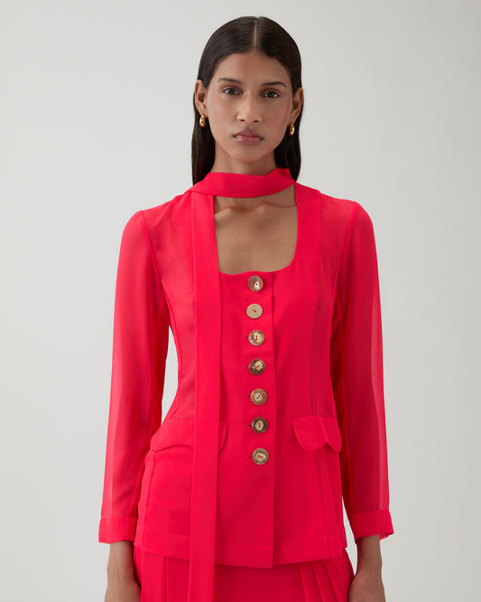 Kekoa Top Chiffon Hot Pink