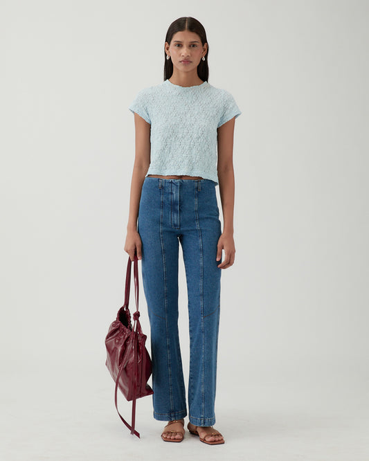 Adina T-shirt Lace Floral Blue