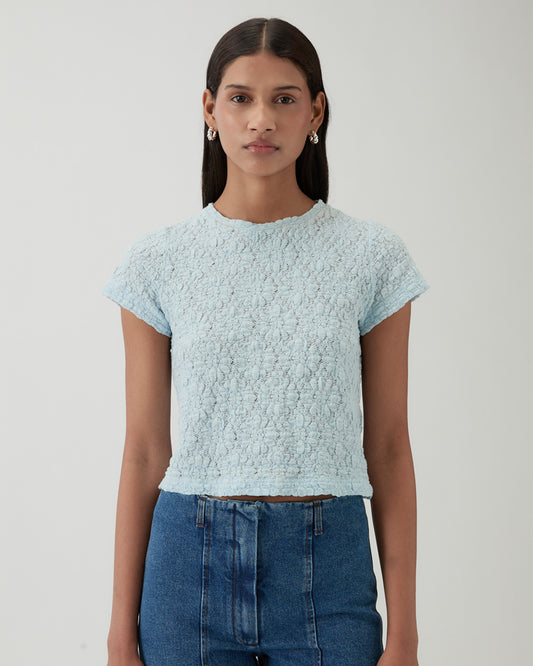 Adina T-shirt Lace Floral Blue