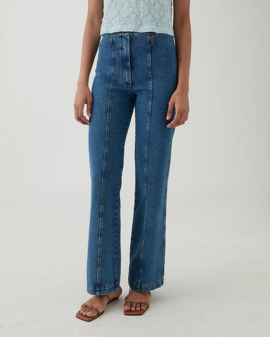 Athena Trousers Organic Cotton Denim Blue