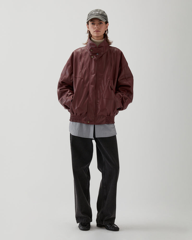 Madison Jacket Faux Leather Burgundy