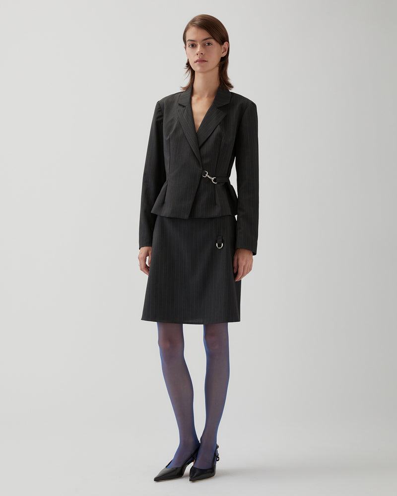 Sylvia Jacket Wool Suiting Stripe Grey