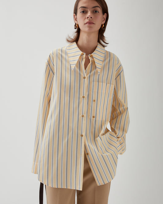 Ellis Shirt Cotton Stripe Yellow