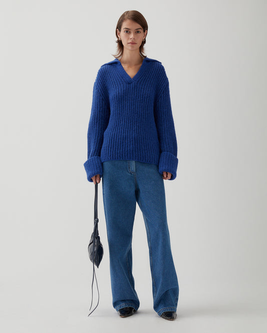 Alison Sweater Chunky Alpaca Electric Blue