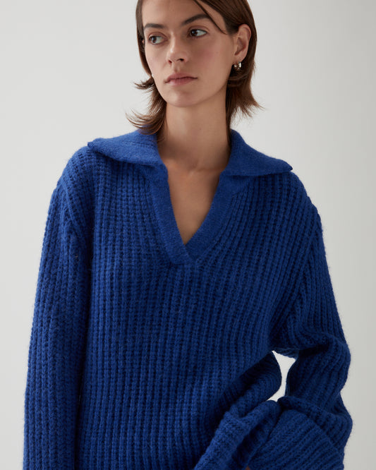 Alison Sweater Chunky Alpaca Electric Blue