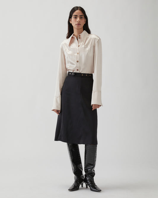 Thea Skirt Duchesse Satin Black