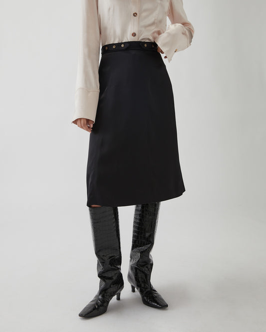 Thea Skirt Duchesse Satin Black