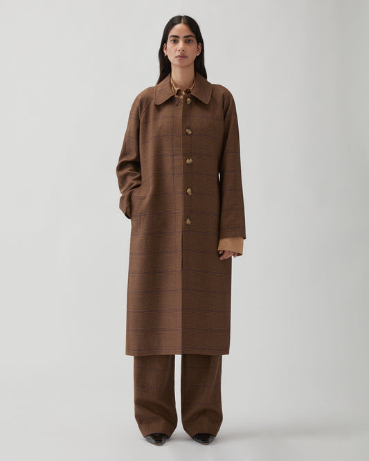 Alice Coat Wool Check Brown