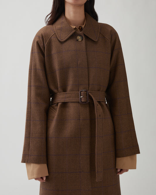 Alice Coat Wool Check Brown