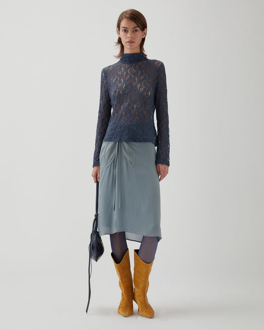 Bronte Top Cotton Blend Lace Navy