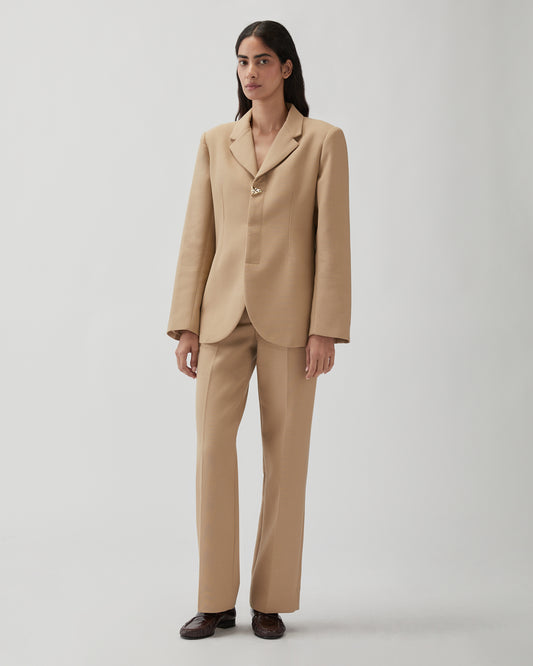 Isla Blazer Cotton Silk Double-face Beige