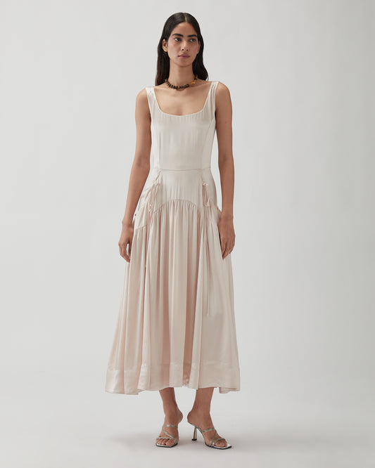 Erica Dress Satin Viscose Parchment