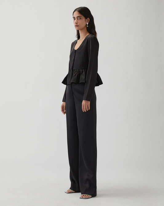 Lana Blouse Duchesse Satin Black