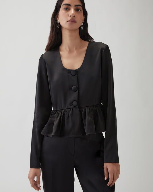 Lana Blouse Duchesse Satin Black