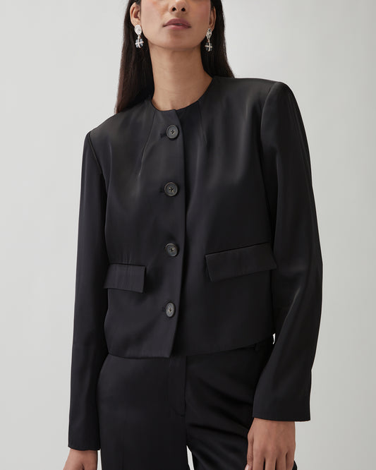 Cleo Jacket Duchesse Satin Black