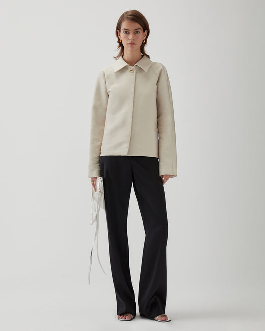 Paola Jacket Sateen Cotton Blend Twill Pearl