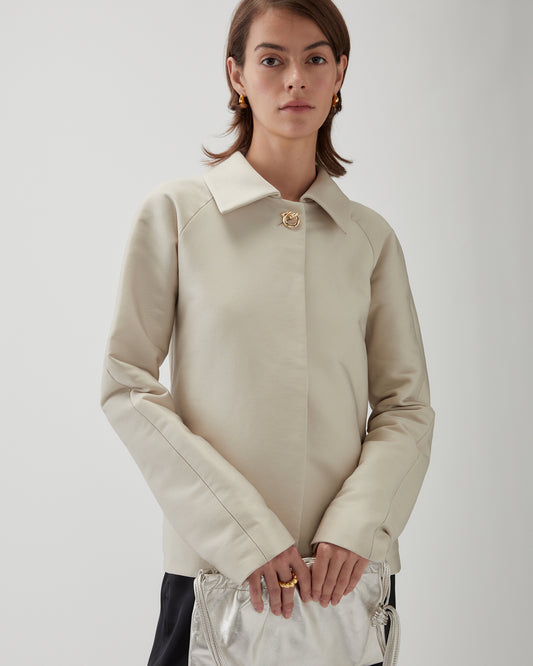 Paola Jacket Sateen Cotton Blend Twill Pearl