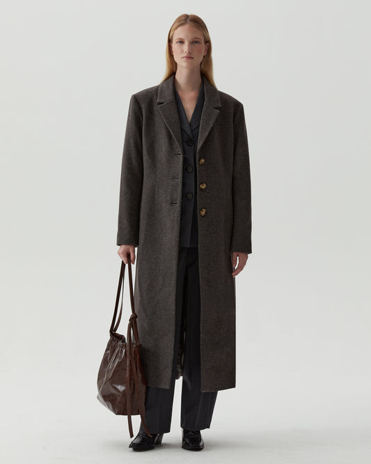 Jolene Coat Wool Blend Twill Mole Brown