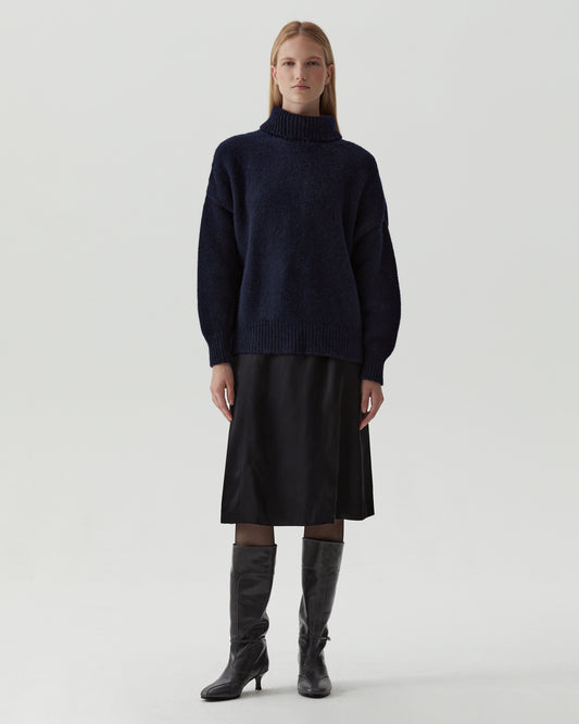 Claudia Sweater Chunky Alpaca Navy