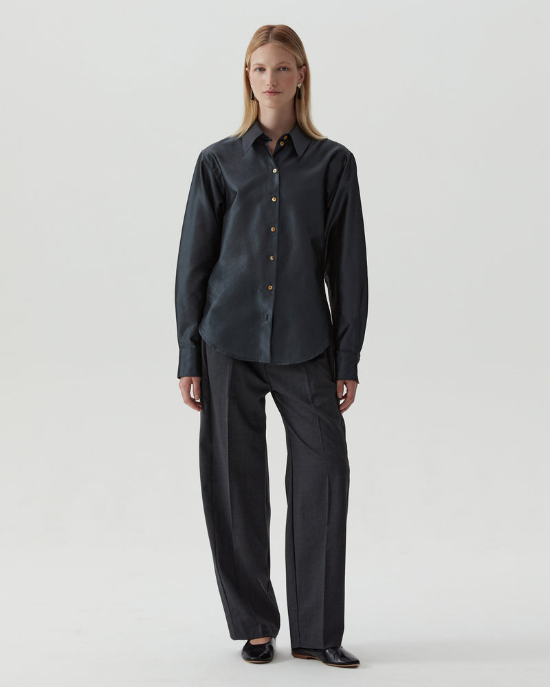 Robyn Shirt Silk Blend Voile Steel Grey