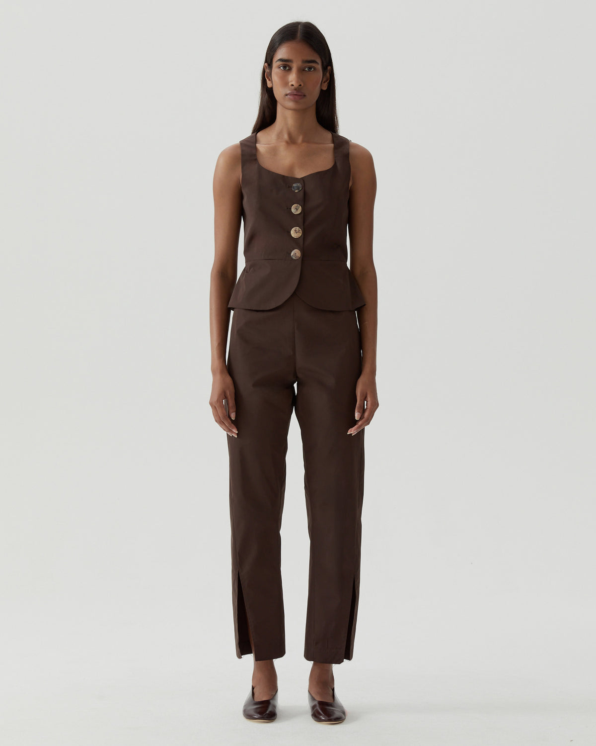 Eunice Vest Taffeta Brown