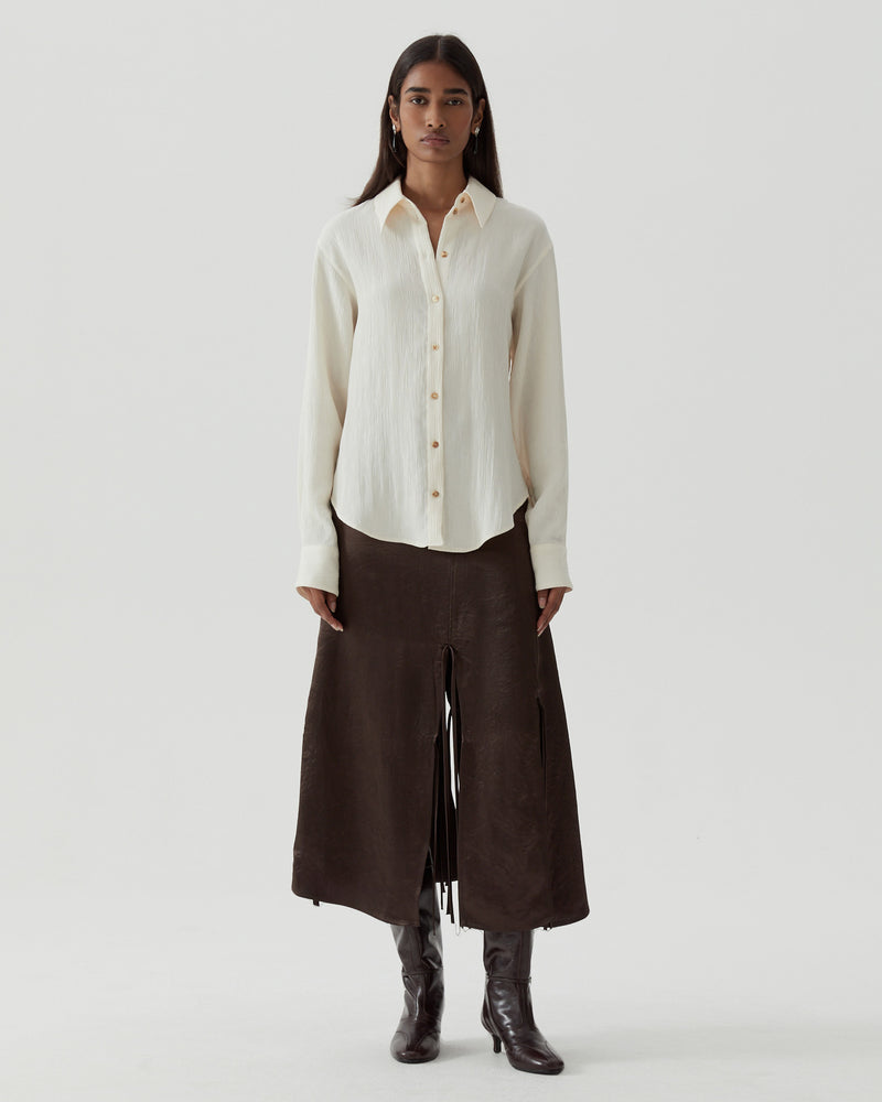 Robyn Shirt Viscose Blend Seersucker Ivory