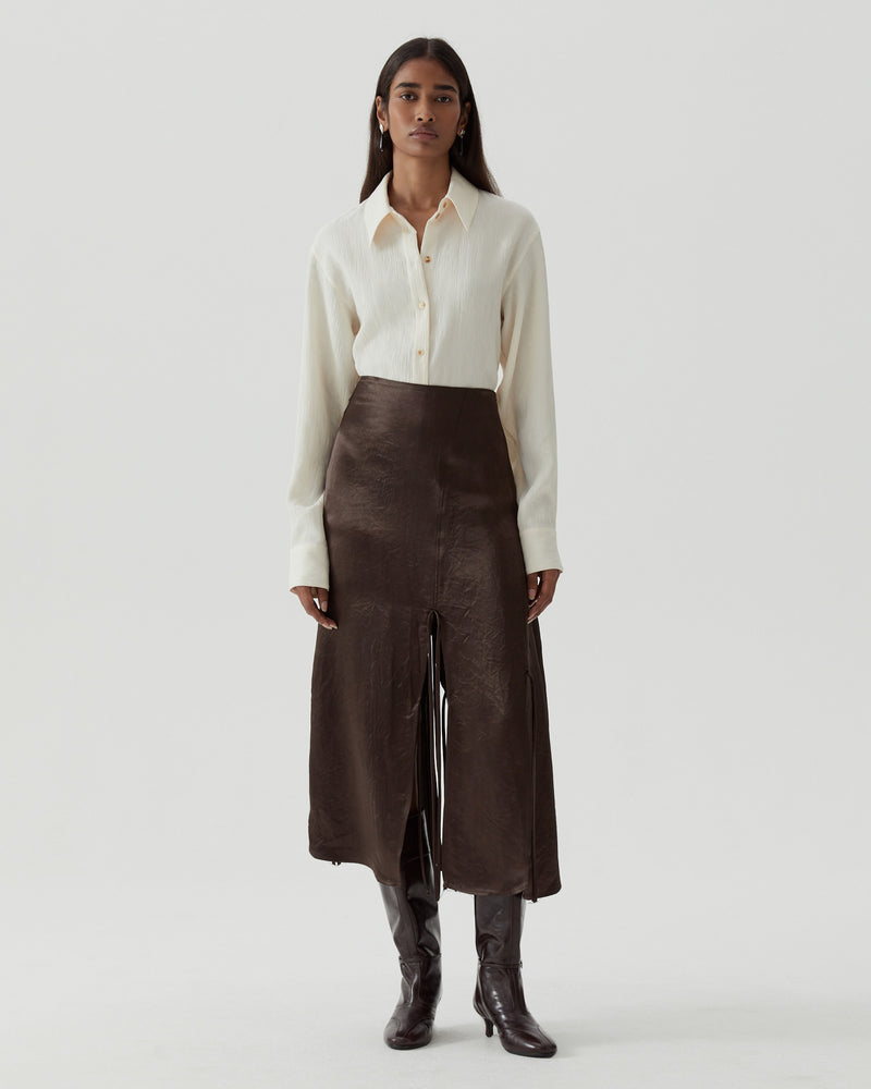 Joey Skirt Satin Acetate Brown