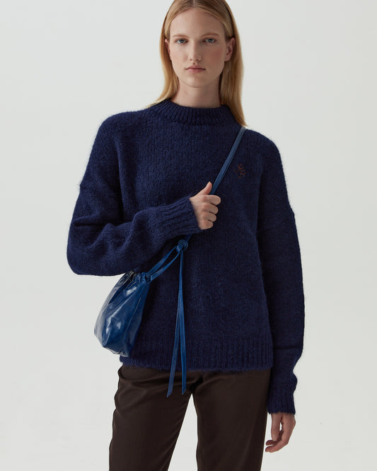Camila Crossbody Tote Leather Blue