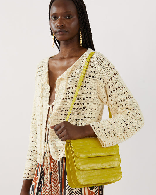 Ana Bag Leather Emboss Croc Yellow