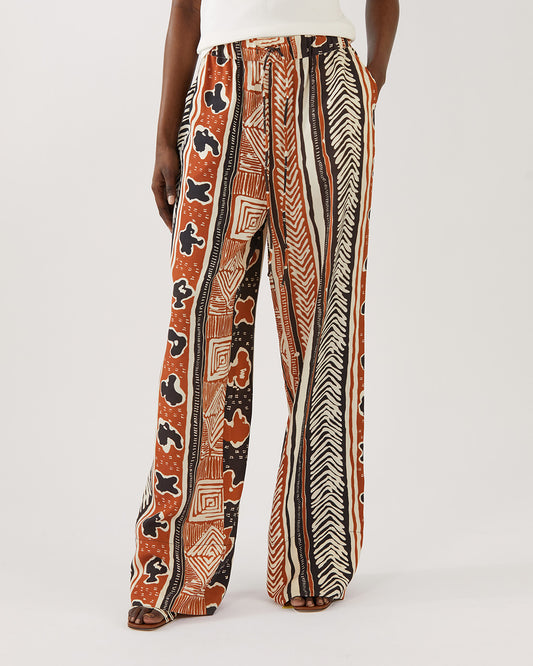 Andi Trousers Tencel Print Brown