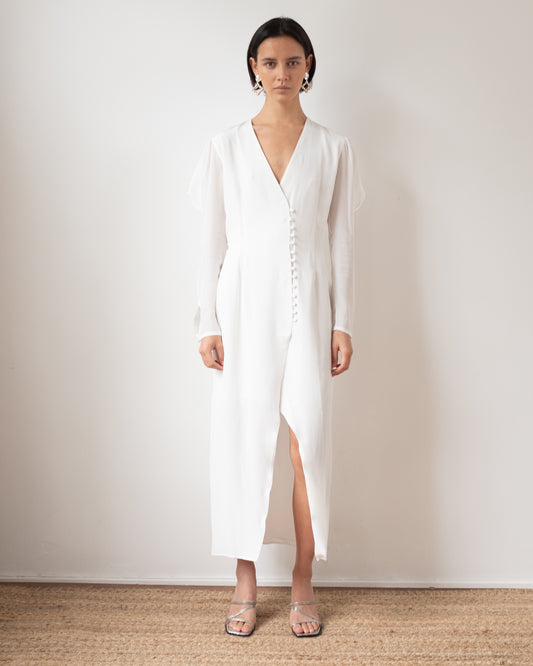 Remi Dress Silk Crepe de Chine Off-White