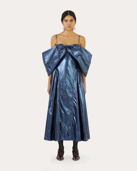 Dora Dress Lamé Metallic Navy