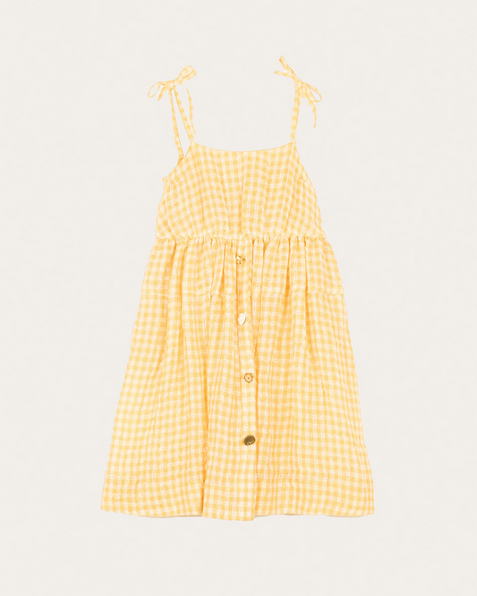 Esme Dress Linen Check Yellow