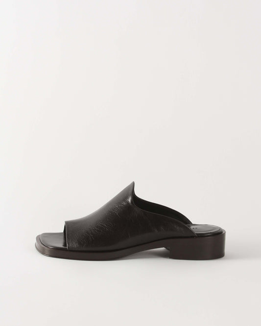 Flat Mule Leather Black