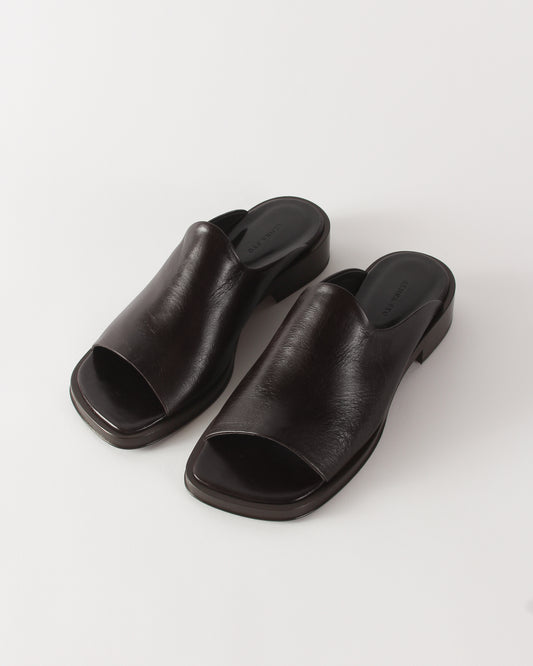 Flat Mule Leather Black