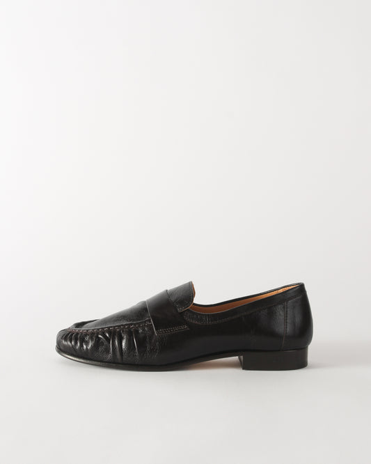 Ruched Loafer Leather Black