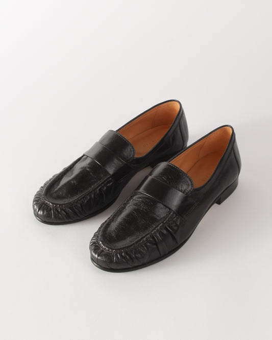 Ruched Loafer Leather Black