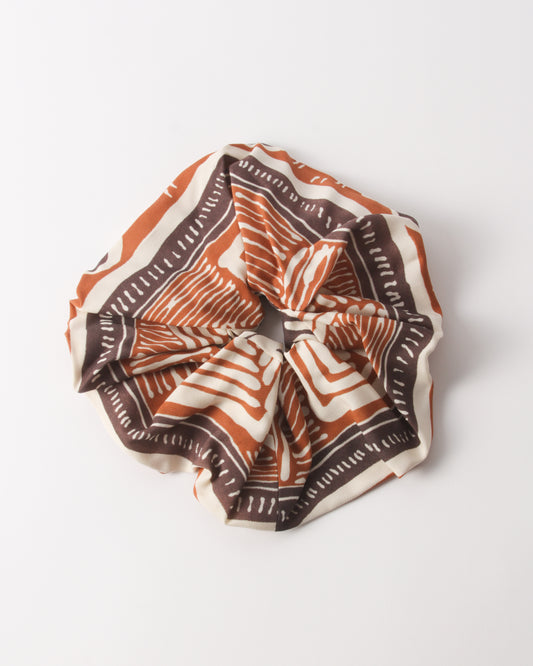 Scrunchie Tencel Print Brown