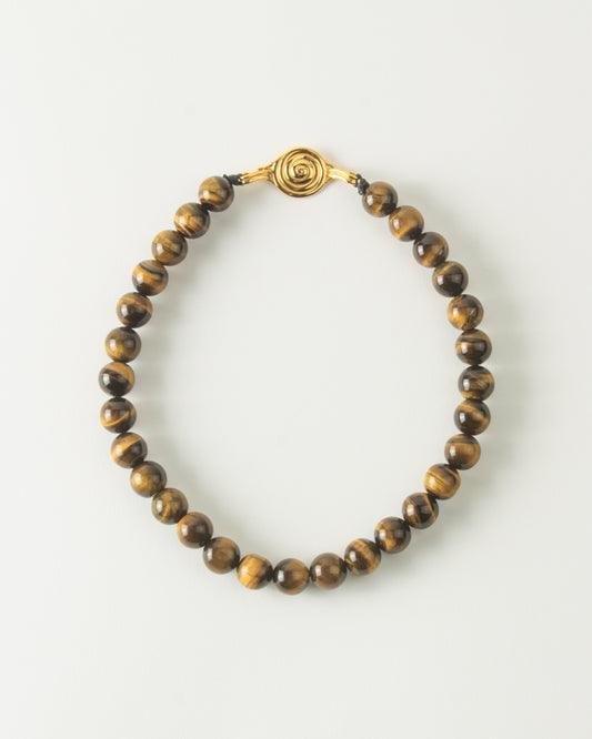 Beaded Swirl Necklace Gold Plated with Tiger's Eye