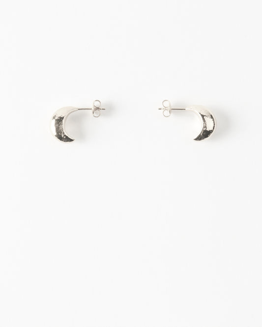 Mini Moon Hoops Silver Plated