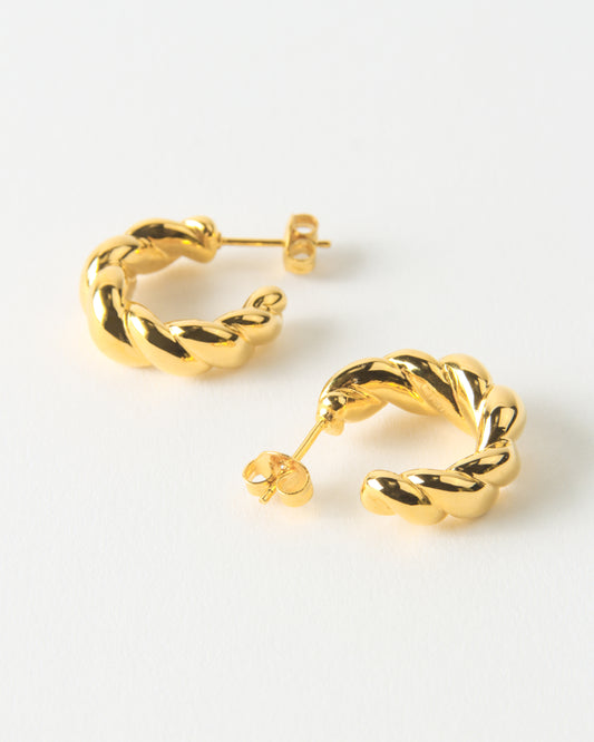 Large Twirl Hoops Gold Plated