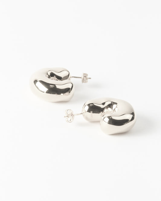 Large Molten Hoops Silver Plated