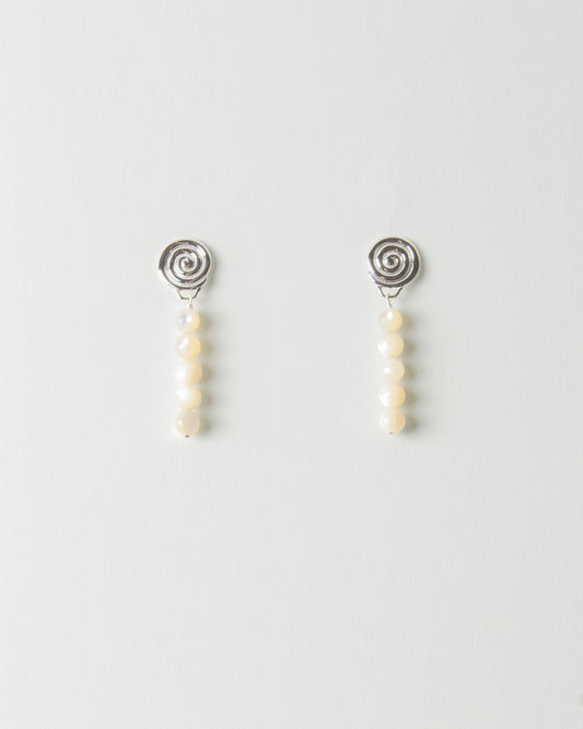 Swirl Petite Droplet Earrings Silver Plated with Mother of Pearl