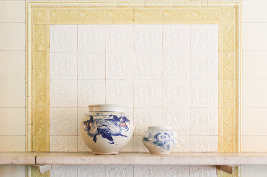 Korean porcelain with blue floral detail - small B
