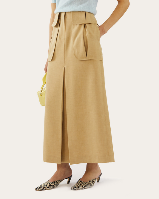 Lila Skirt Tencel Blend Suiting Beige