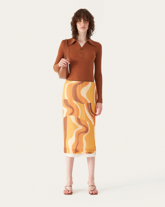 Mirren Skirt Tencel Print Orange