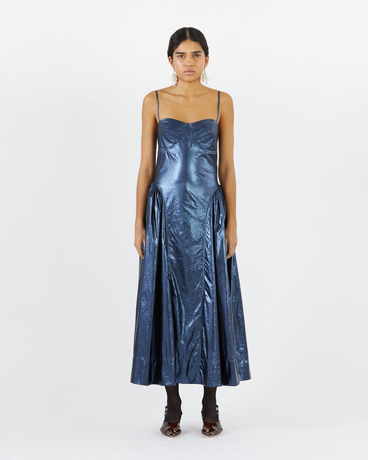 Dora Dress Lamé Metallic Navy