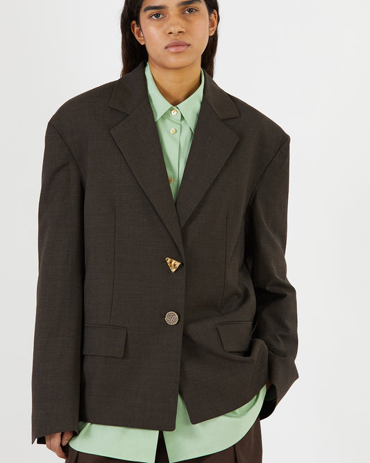 Karyn Jacket Wool Blend Suiting Coffee