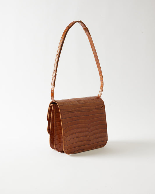 Ana Bag Leather Emboss Croc Caramel