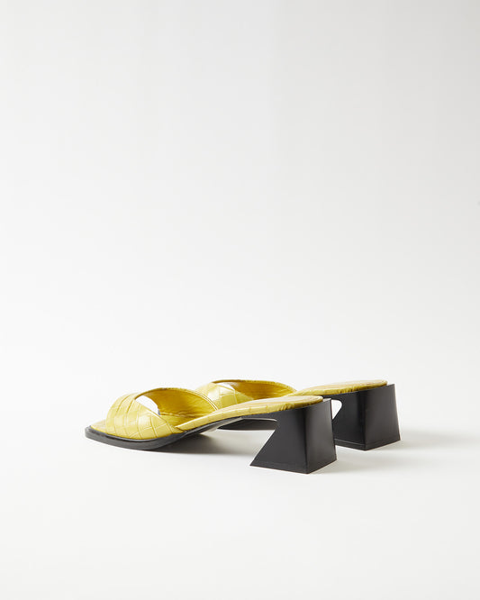 Annie Sandals Leather Emboss Croc Yellow